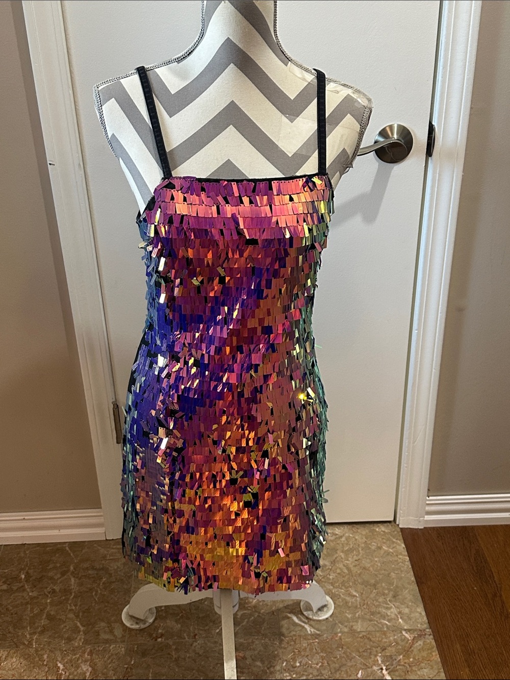 Topshop Iridescent Sequin Fringe Mini Dress - Multicolor
